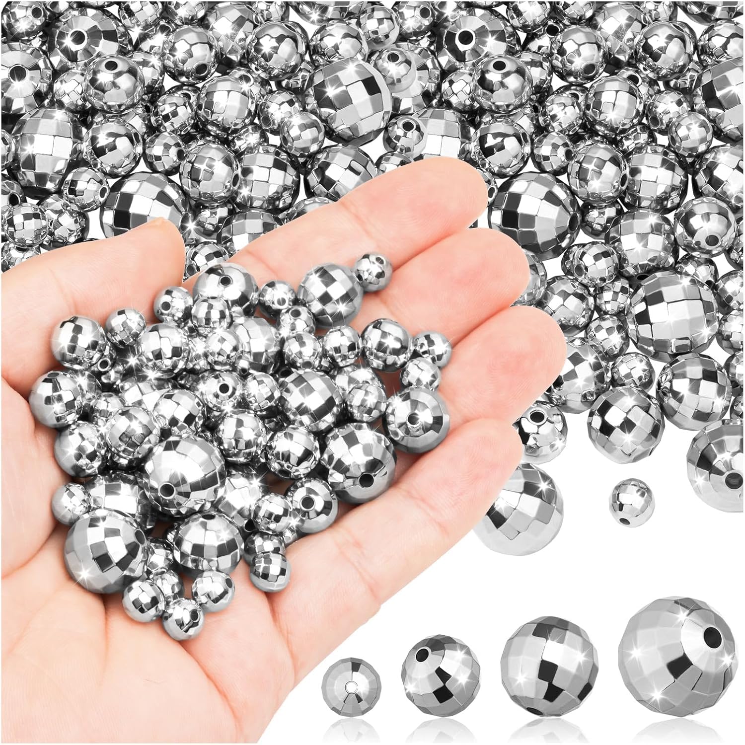 TCSYLSC 150 Pcs 70s Mini Disco Balls, Reflective Faceted Mirrorball Beads