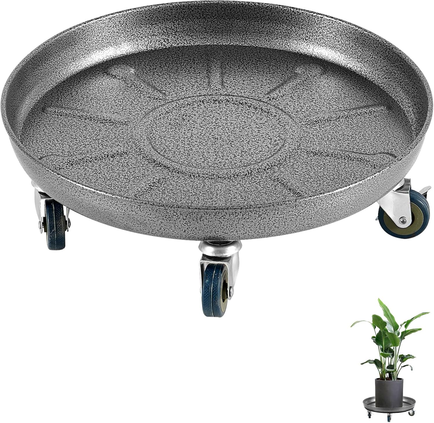 Heavy Duty Plant Caddy with Wheels 12 Inch, 360° Caster, Outdoor Rolling Plant Dolly That is Not Easily Rusted, Indoor Metal Plant Cart with Rollers, Plant Pot Trolley, Silver 2 Pack 2 12