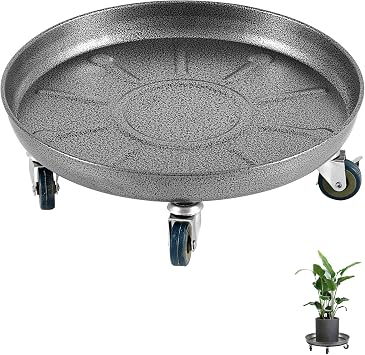Heavy Duty Plant Caddy with Wheels 12 Inch, 360 Caster, Outdoor Rolling Plant Dolly that is Not Easily Rusted, Indoor Metal Plant Cart with Rollers, Plant Pot Trolley, Silver 3 Pack