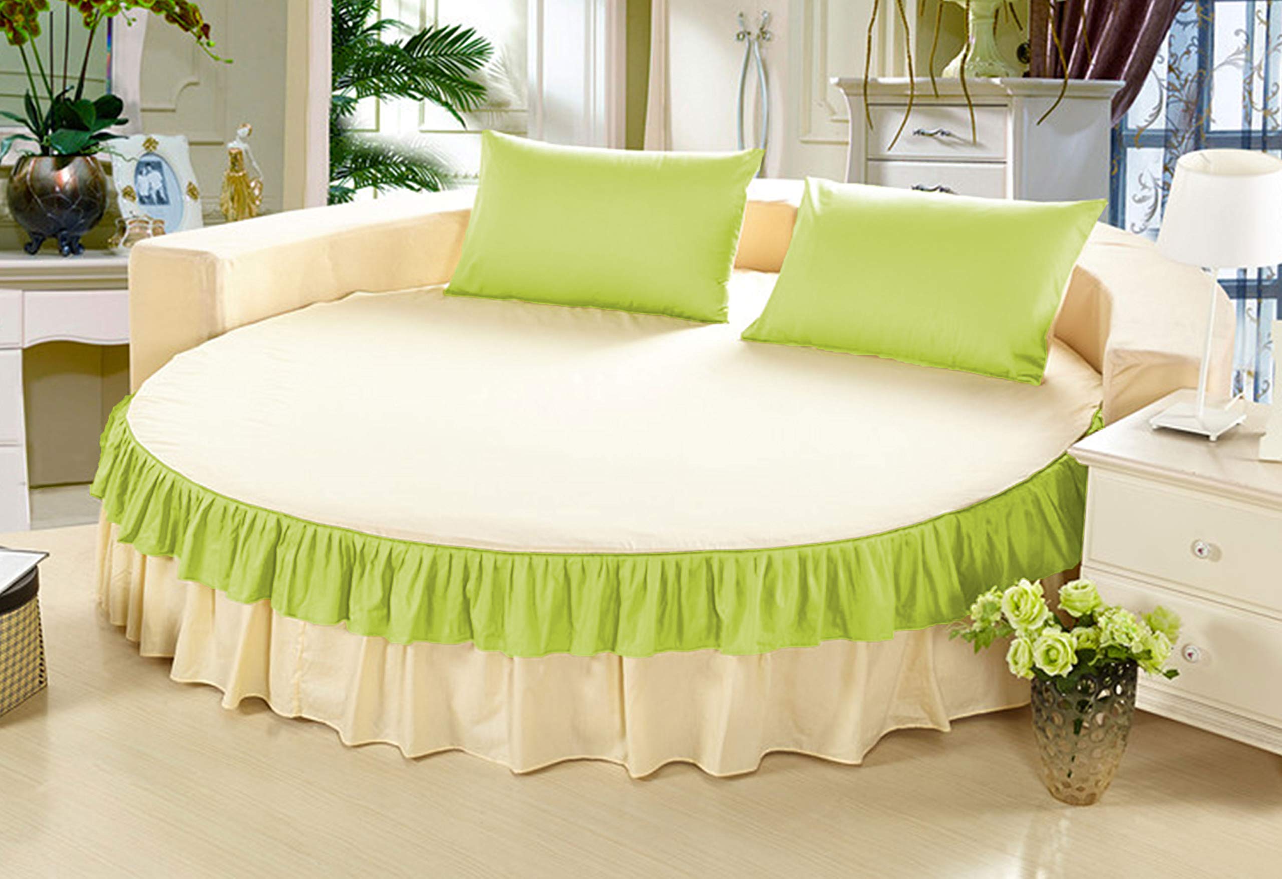 Cache-sommier rond double couleur en coton égyptien ultra doux 600 fils