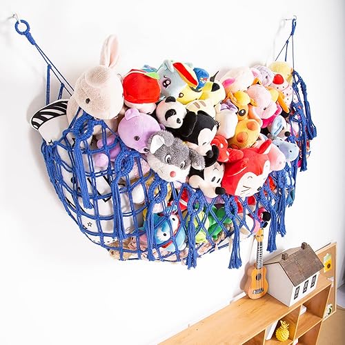 Miniatura 7 de Red de animales de peluche o hamaca para colgar en la pared para almacenamiento de animales de peluche, exhibición de juguetes de macramé, soporte
