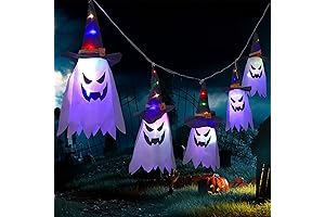 12 Foot Hanging Witch with Glowing Lights