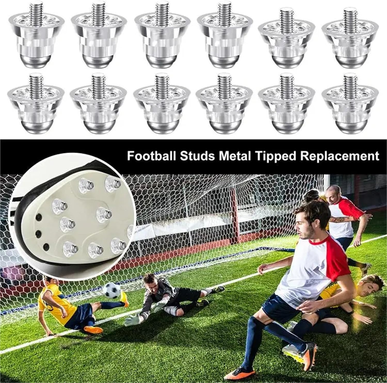 Football Boot Studs 36 PCS Screw On Football Cleat Studs Soccer Spikes Replacement Set with Metal Head Shoe