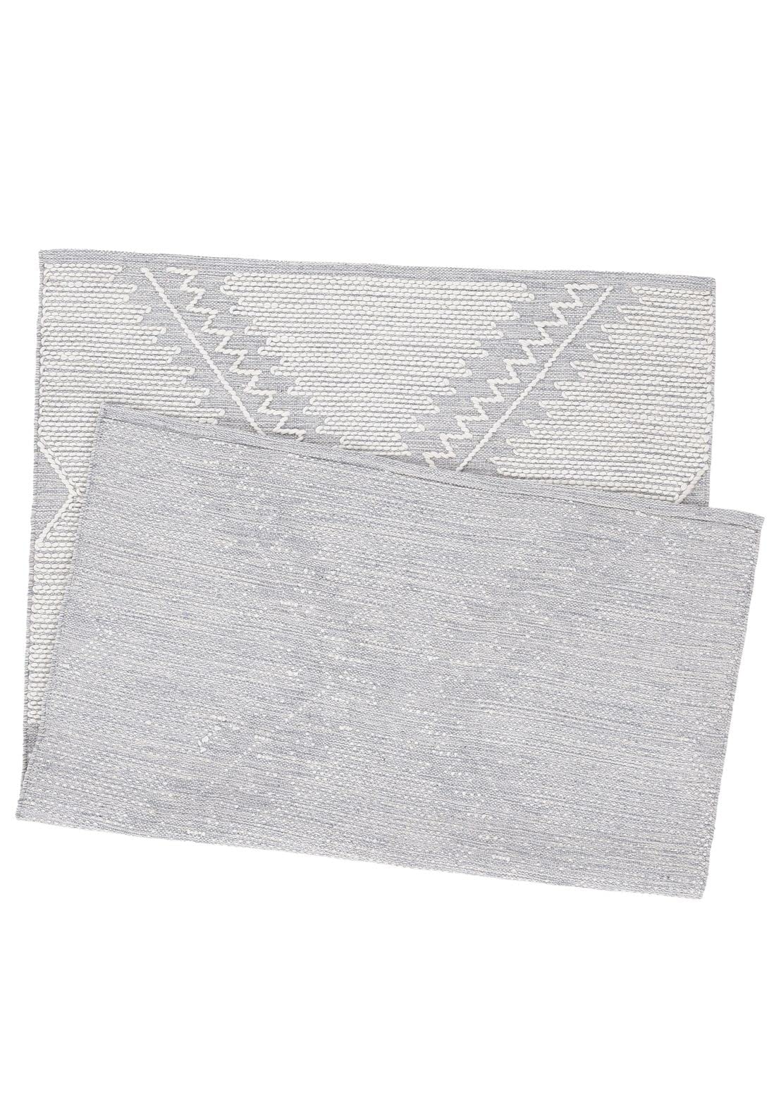 carpetfine Baumwollteppich Kelim Durry robuster Flachgewebe-Teppich Grau 80x150 cm für Wohnzimmer, Schlafzimmer & Kinderzimmer