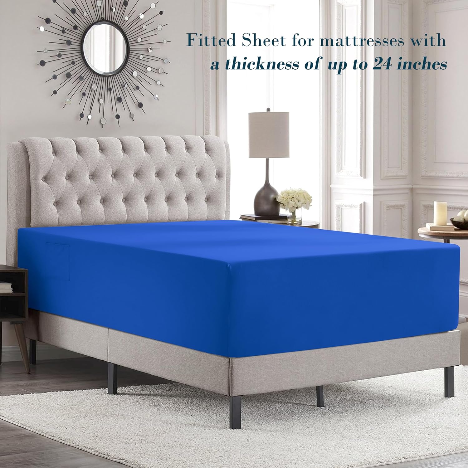 Mocassi Luxury 4-Piece Sheet Set, Ultra Soft 1800 Premium Hotel Quality Microfiber Sheet Set, Fits Mattresses Up to 18 to 24 Inches Extra Deep Pocket- Breathable and Secure Fit, Twin XL, Imperial Blue