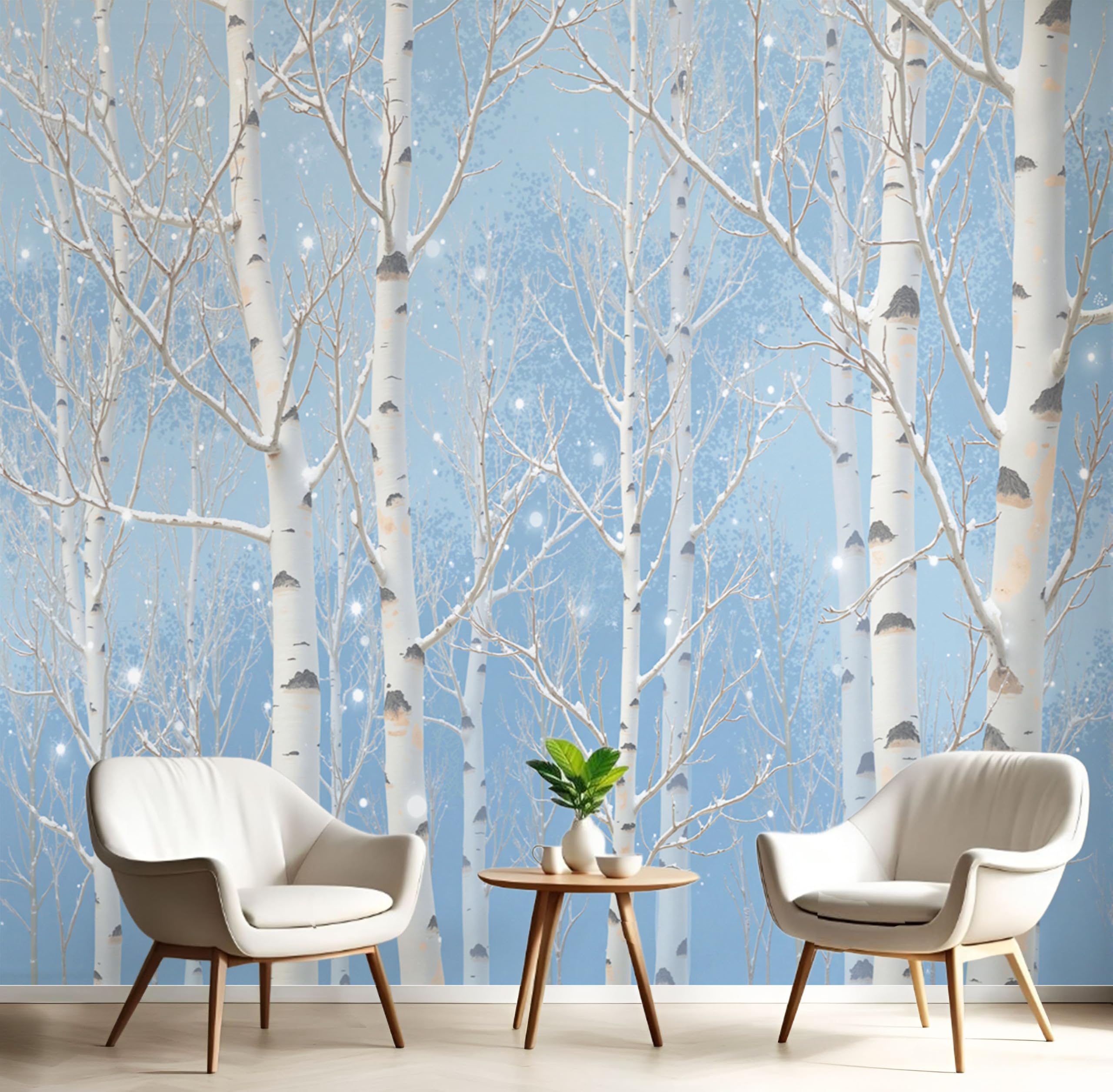 Papier Peint Forêt De Bouleaux Motif Artistique Fresque Panoramique