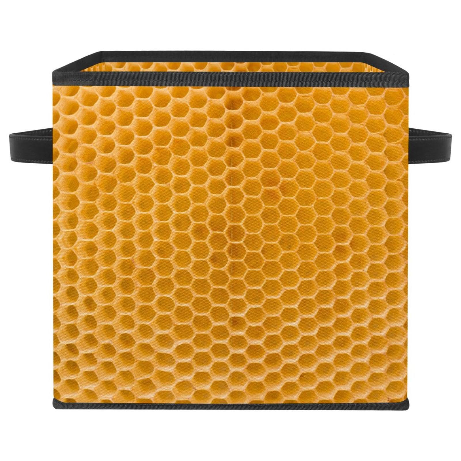 Boîte de rangement pliable jaune cube en tissu avec poignées pour placard