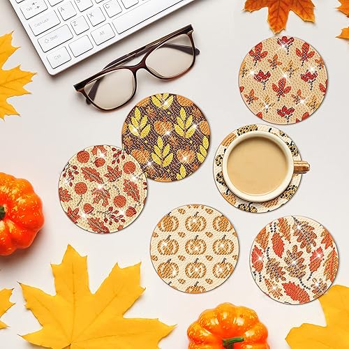 Miniatura 4 de Juego de 8 posavasos inspiradores de pintura de diamantes con soporte, posavasos inspiradores para bebidas, posavasos rústicos para principiantes,