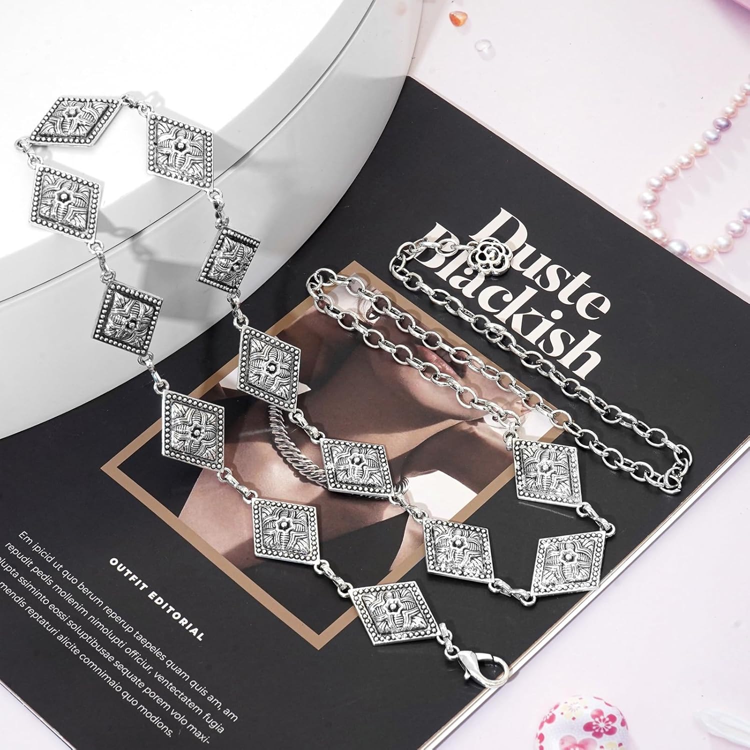 Western Waist Chain Belts for Women Metal Concho Belt Adjustable Boho Country Link Belts - Image 6