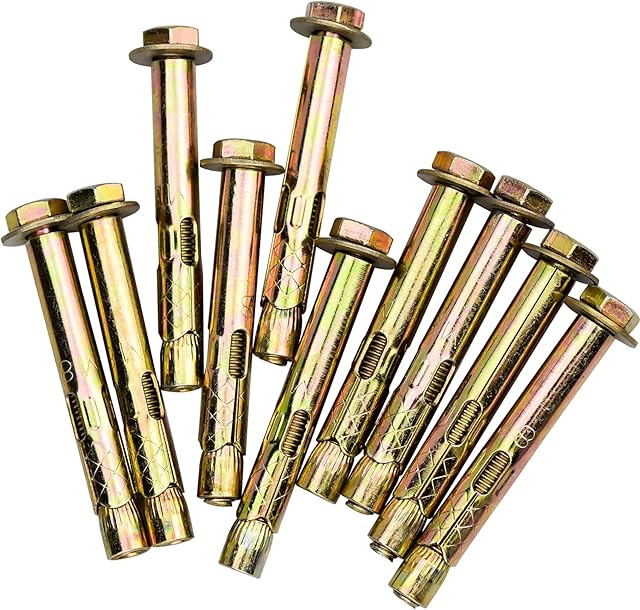 10 Pcs Rawl Bolts M6 X 8 X 60 mm Expansion Screw Bolts Hex Nut Expansion Bolt Sleeve Anchors Heavy Duty Wall Plug Forscrews Wall Anchor Caverty Wall Fixings - Carbon Steel