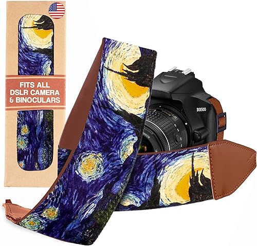 Van Gogh Starry Night - Correa universal para cámara réflex digital, cuello y hombro, para cámara digital DSLR, diseño artístico y genial, el mejor