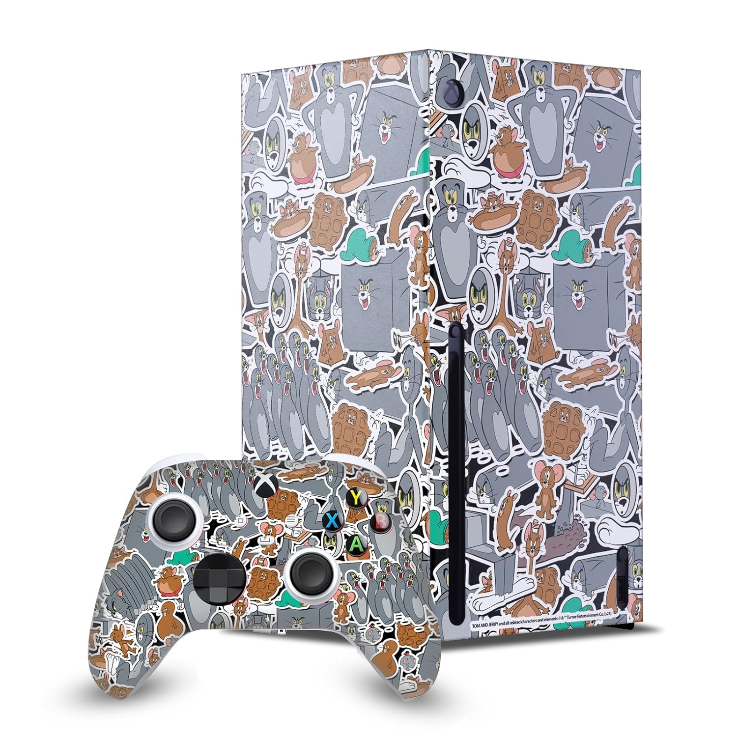 Head Case Designs Officially Licensed Tom and Jerry Funny Art Sticker Collage Graphics Game Console Wrap and Game Controller Skin Bundle Compatible With Xbox Series X