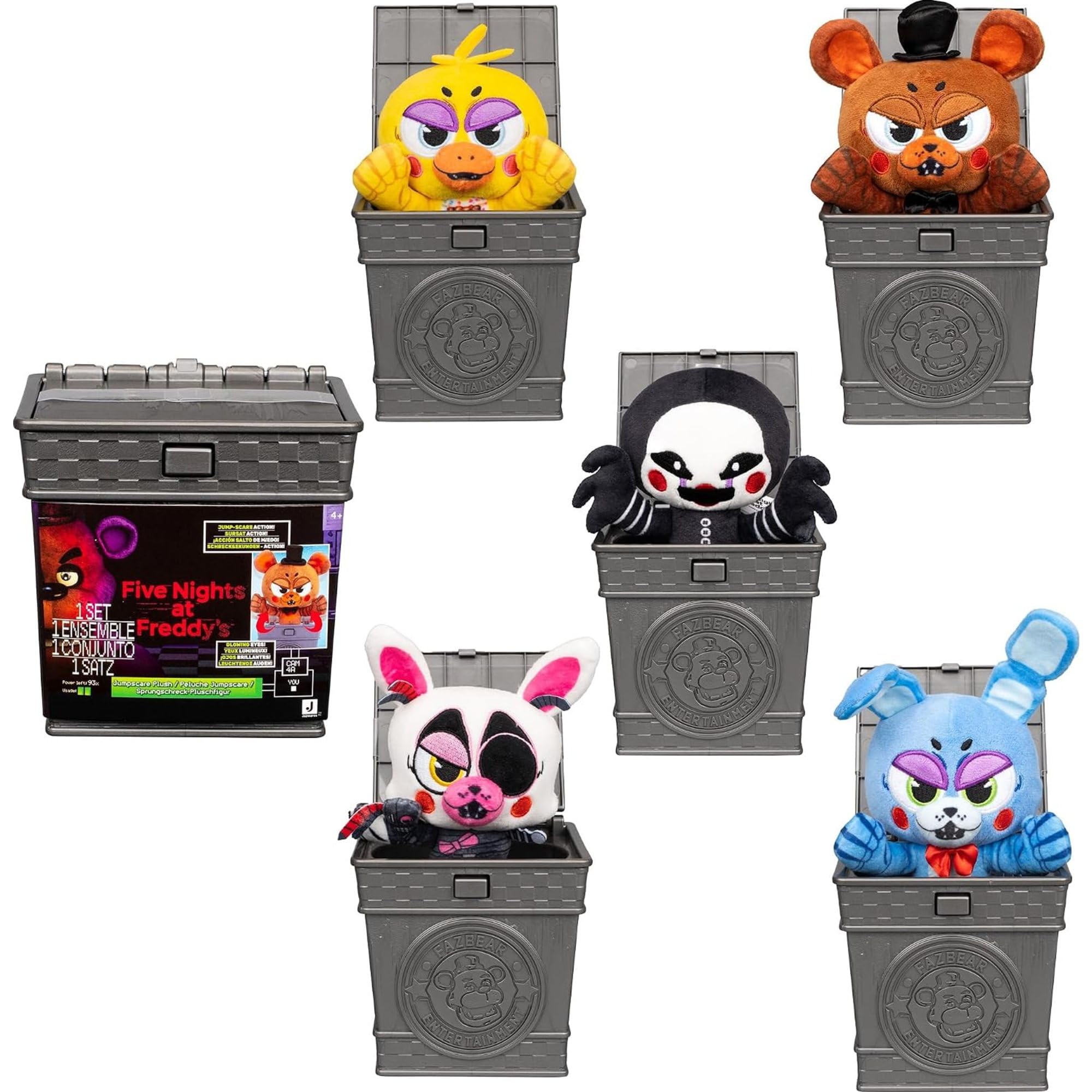 Jazwares Five Nights at Freddy’s Jumpscare Mini-Plush Blind Boxes - 4-Inch Assorted Plush with Soft Material and Glow-in-The-Dark Eyes