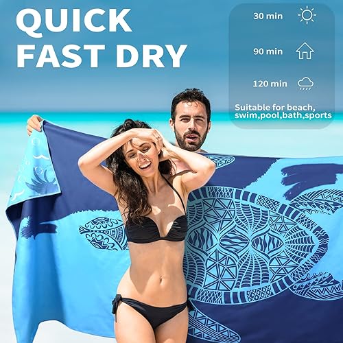 Miniatura 3 de Paquete de 6 toallas de playa ligeras y delgadas de gran tamaño de 71 x 32 pulgadas, toallas grandes de microfibra extra grandes sin arena para