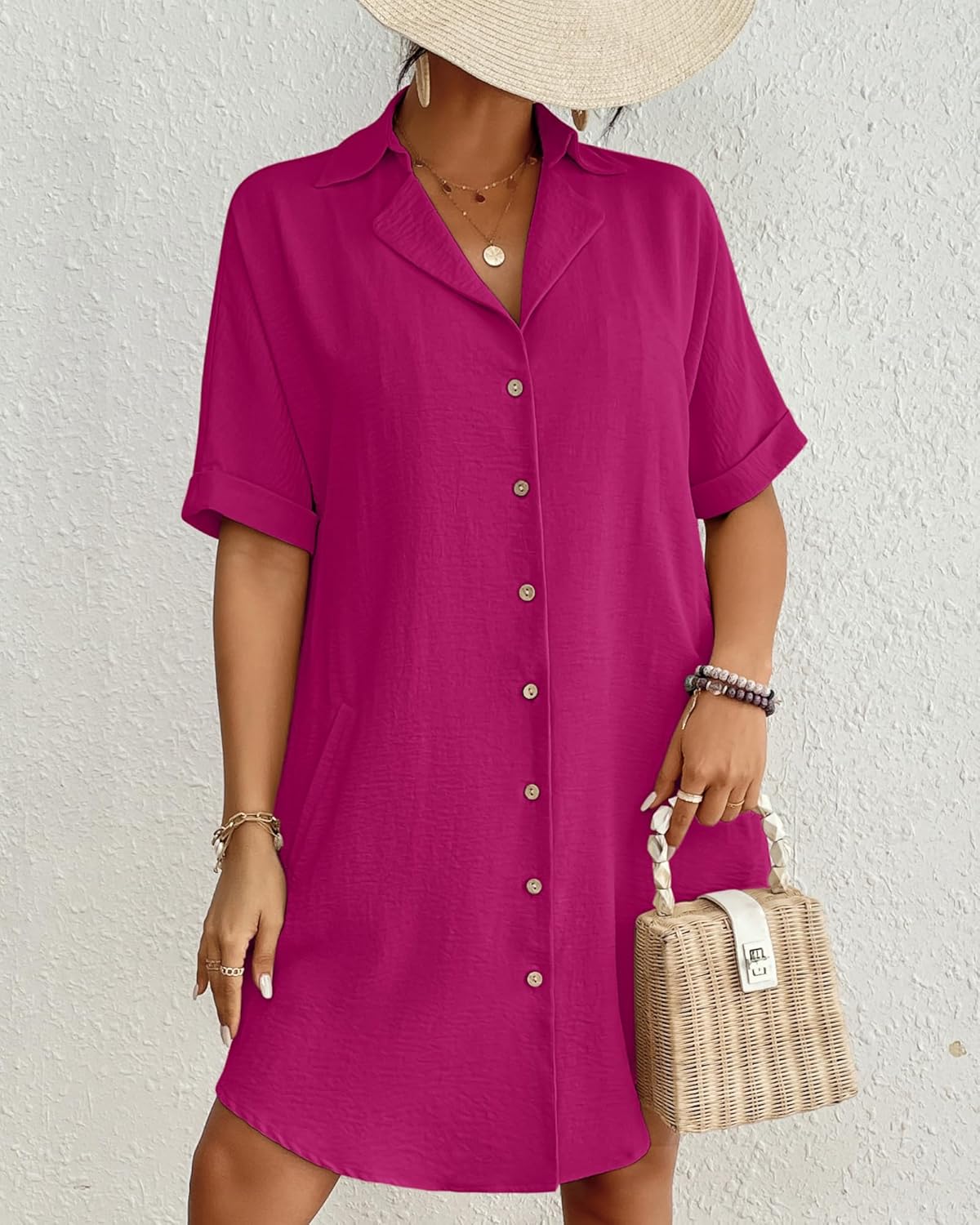 Bsubseach Womens Bathing Suit Cover Ups Bikini Swimsuit Coverup for Women 2026 Button Down Beach Dress Shirt - Image 2