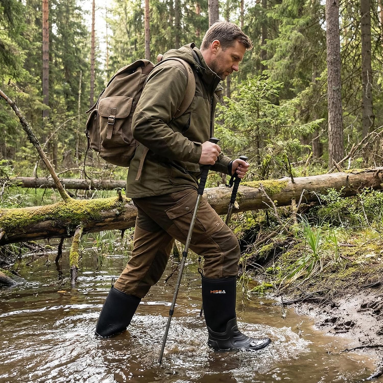 HISEA Men's Neoprene Rubber Rain Boots,Waterproof Insulated Hunting Fishing Mud Boots,Warm Boot with Comfortable Non-Slip Soles Suitable for Outdoor Garden Work - Image 2