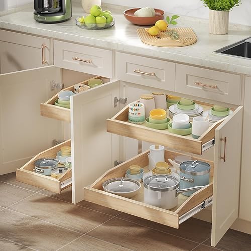 Miniatura 7 de LOVMOR Organizador extraíble individual de 10-12 pulgadas de ancho x 21 pulgadas de profundidad, estantes de almacenamiento de cajones deslizables