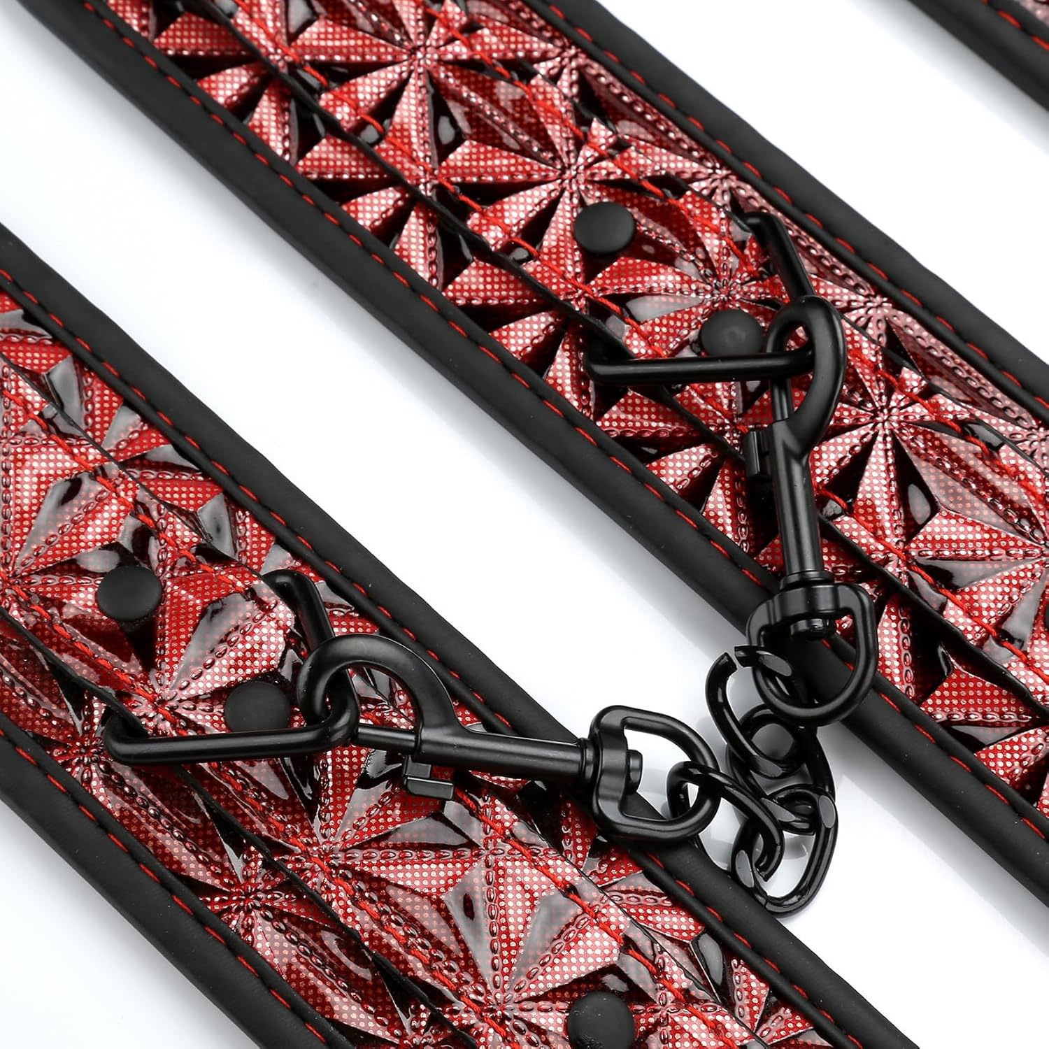 ブラックスプレッダーバー、エクササイズピラティスバー、レッドファーの調節可能なストラップ2個セット、ヨガトレーニングフィットネスギア