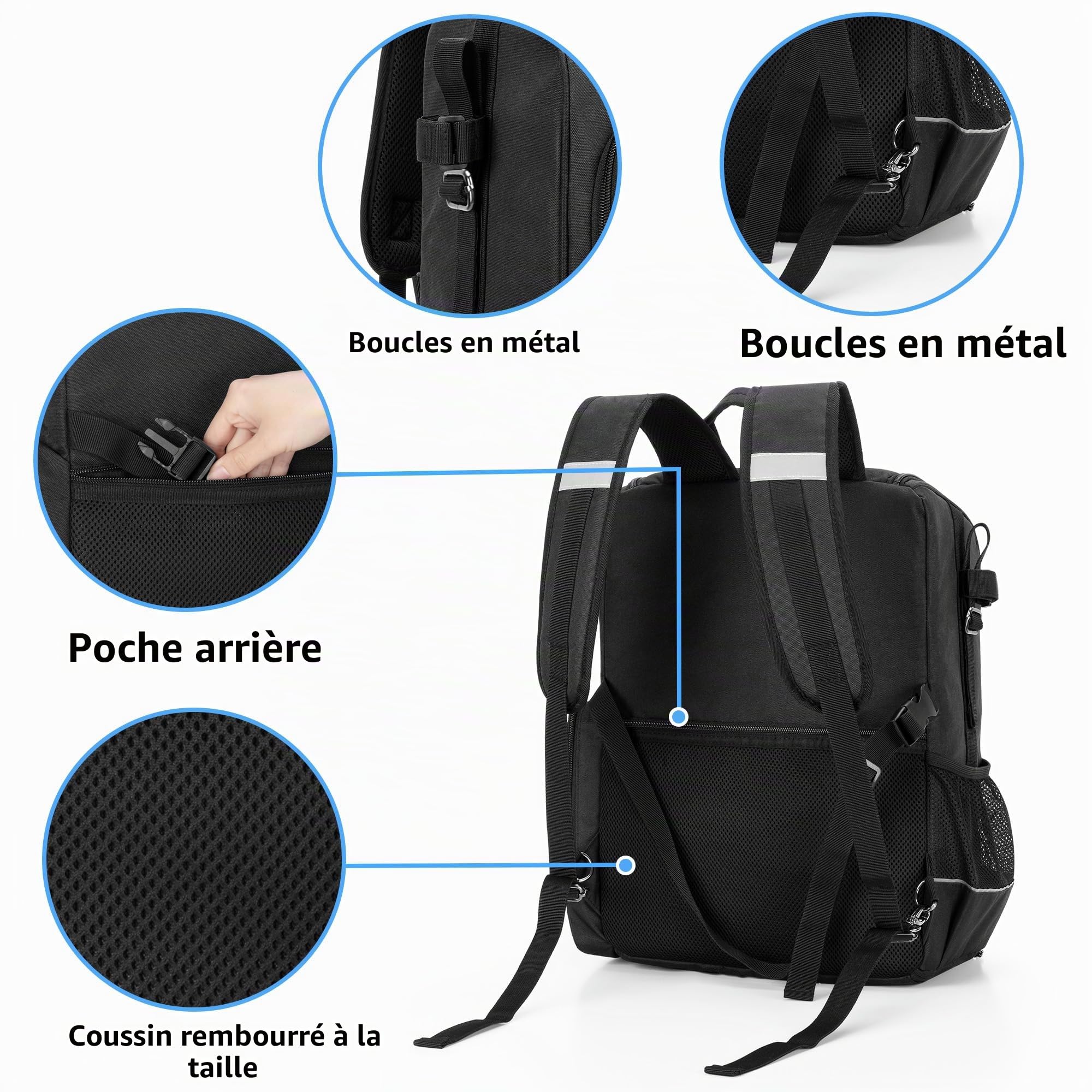 samdew Sac à Dos à Double Compartiment pour Fauteuil Roulant | Sacs pour Fauteuil Roulant avec Poches Isothermes pour Médicaments Et Repas, et Poches pour Accessoires et Béquilles