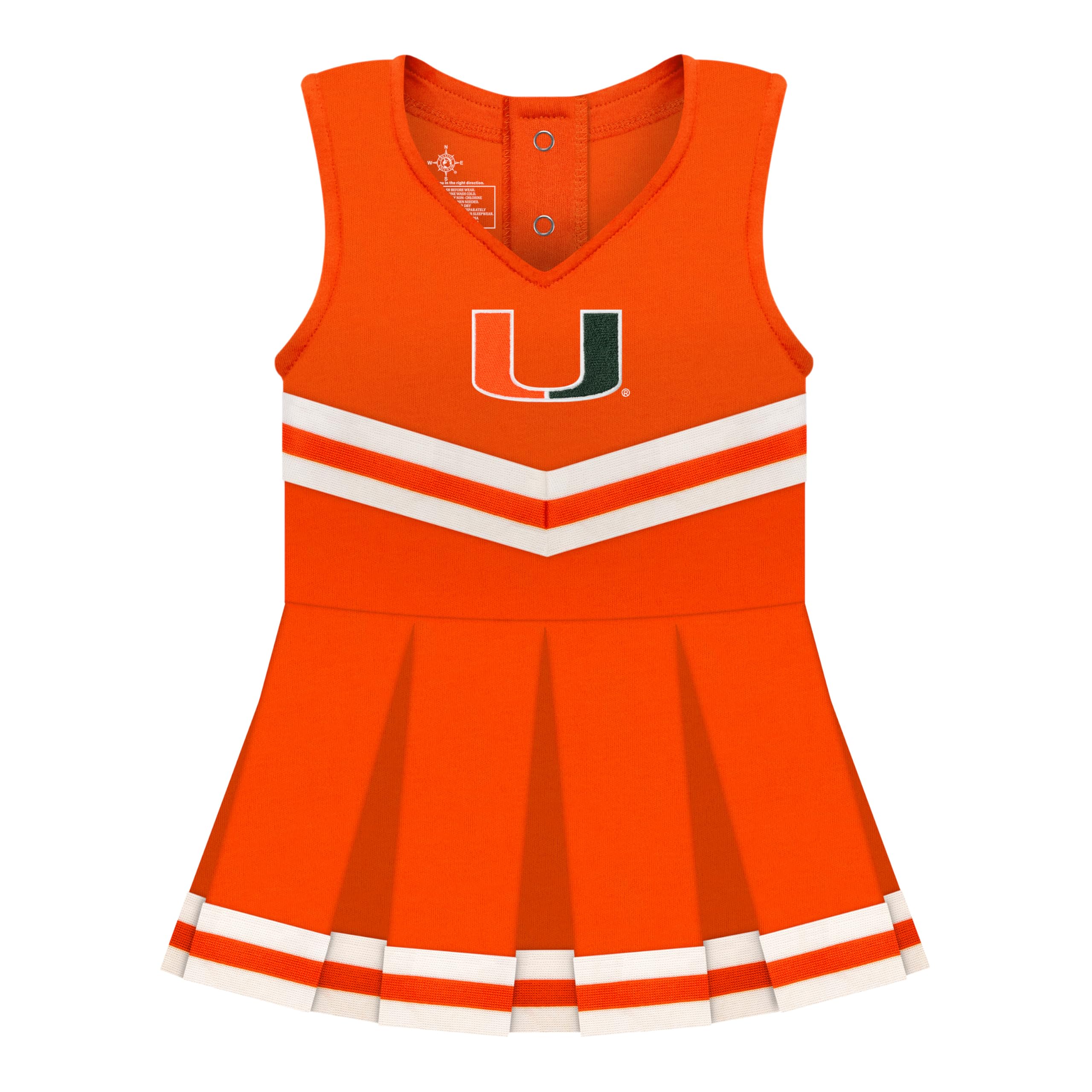 College Baby NCAA Officially Licensed Cheerleader Bodysuit Dress - Tank Top - Miami Hurricanes Logo - Orange - 18 Months
