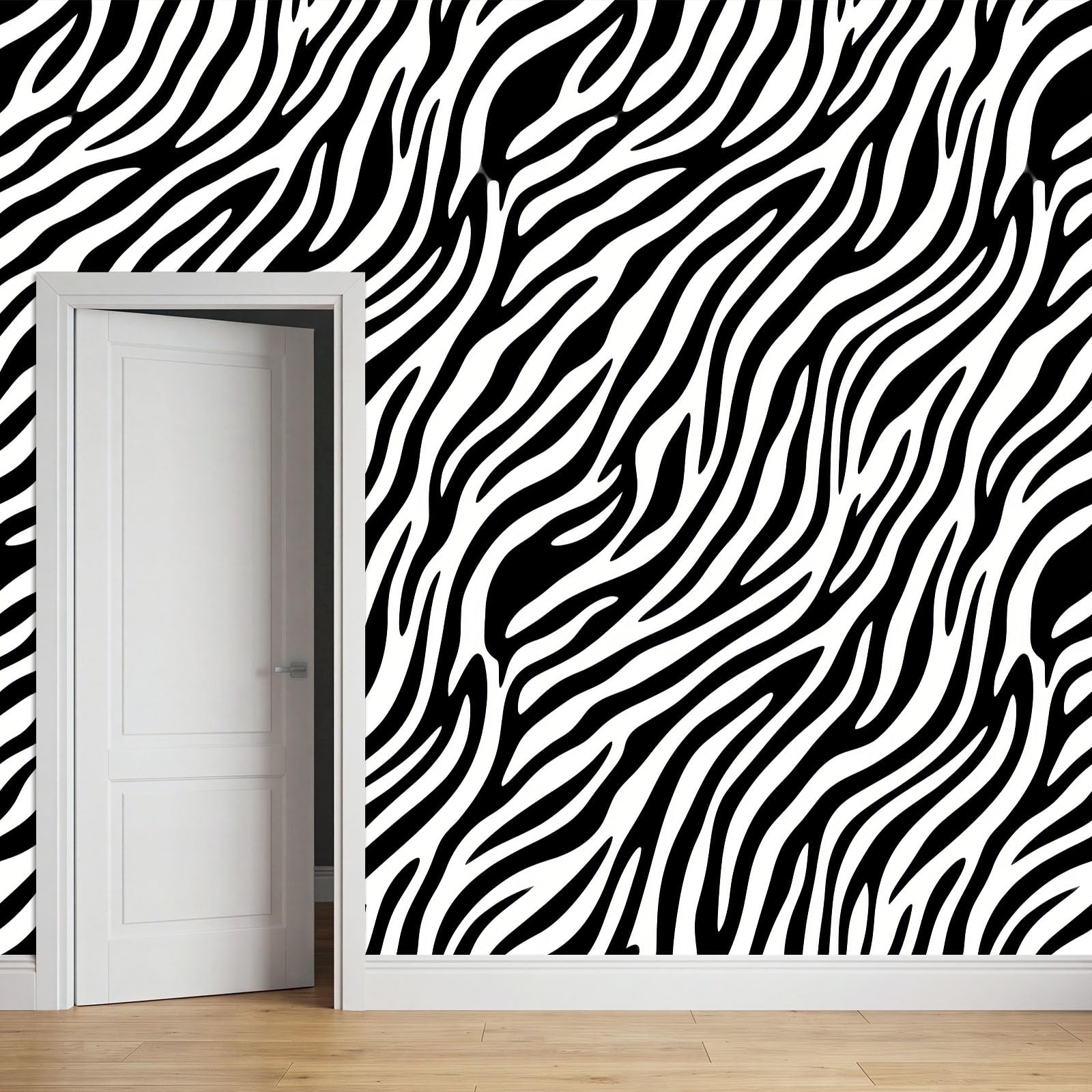 3D panoramiczna fototapeta klasyczny nadruk zebra paski 300 x 210 cm mural