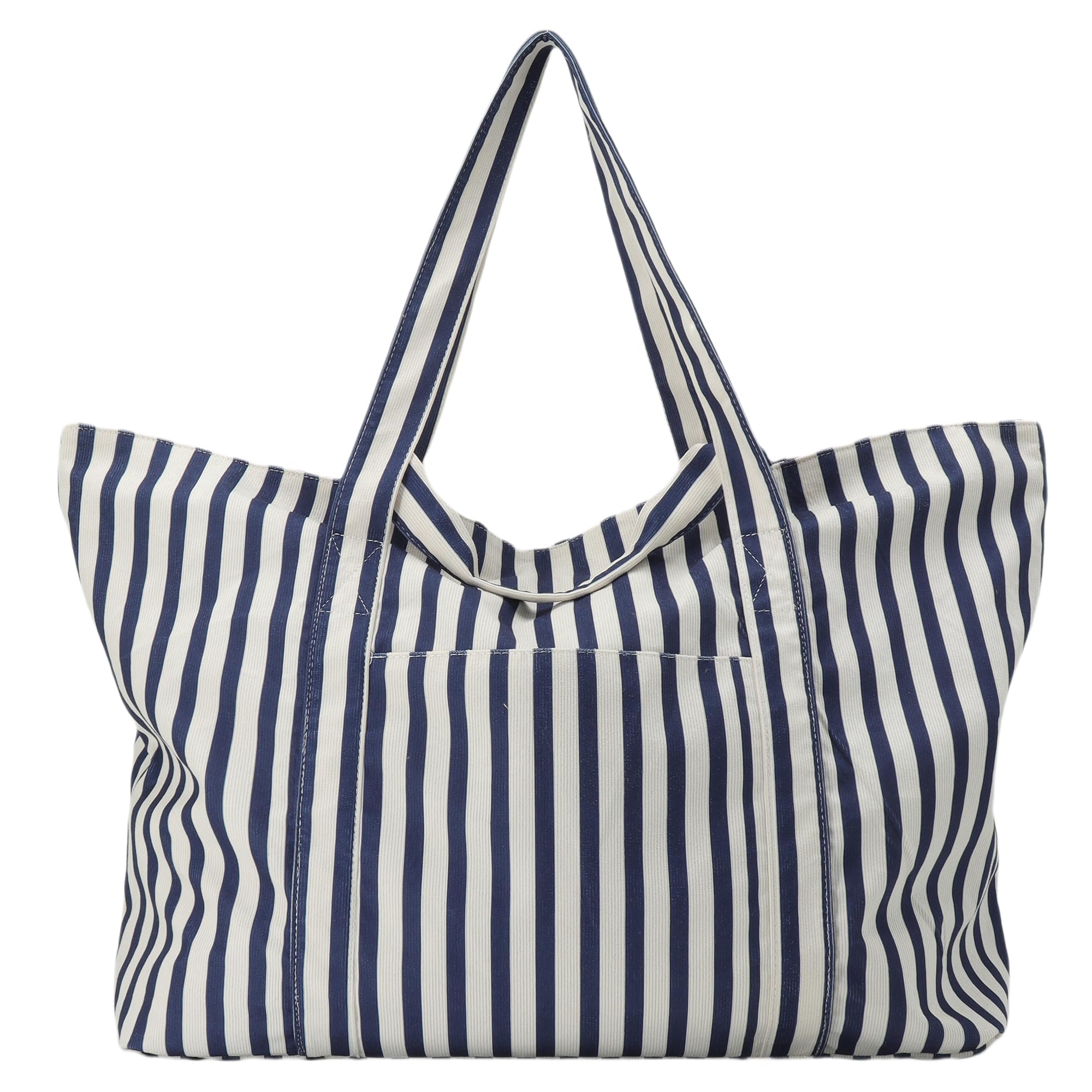 UERRUAM Extra Large Beach Bag for Women,Big Weekender Tote with Zipper and Pocket for Overnight Trip,Washable Corduroy Fabric