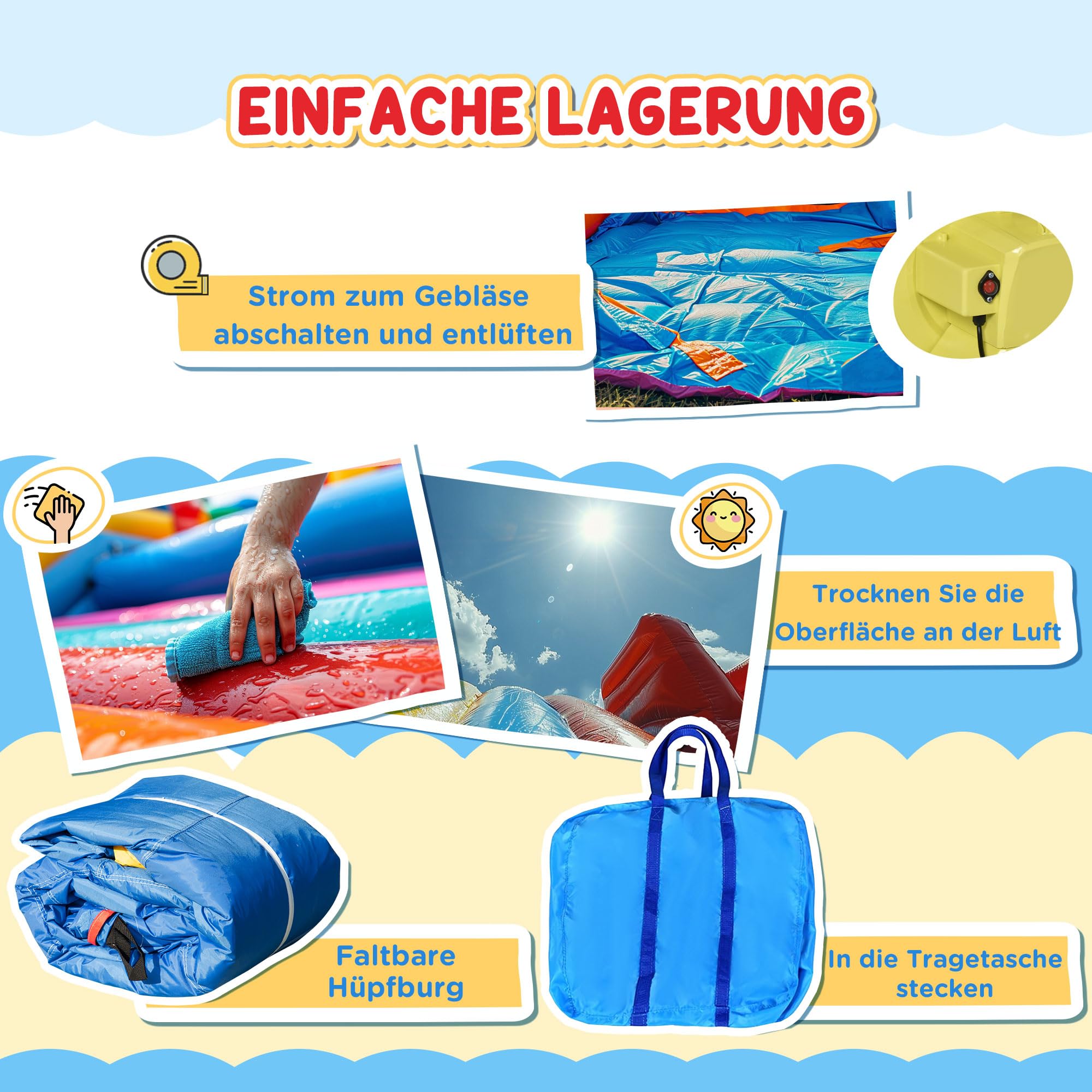 HOMCOM Hüpfburg mit Gebläse, Aufblasbare Kinderhüpfburg für Kinder 3-10 Jahre, Spielburg mit Rutsche, Trampolin, Sicherheitsnetz, Spielplatz für Indoor und Outdoor, 300 x 180 x 160 cm