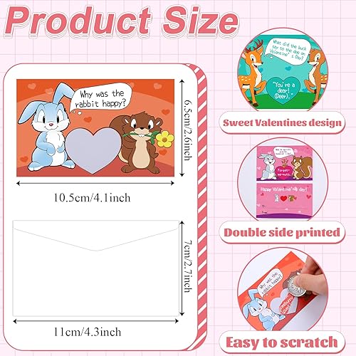 Miniatura 3 de Paquete de 40 tarjetas de chistes de San Valentín para niños con sobres, tarjetas de intercambio para el día de San Valentín, tarjetas de