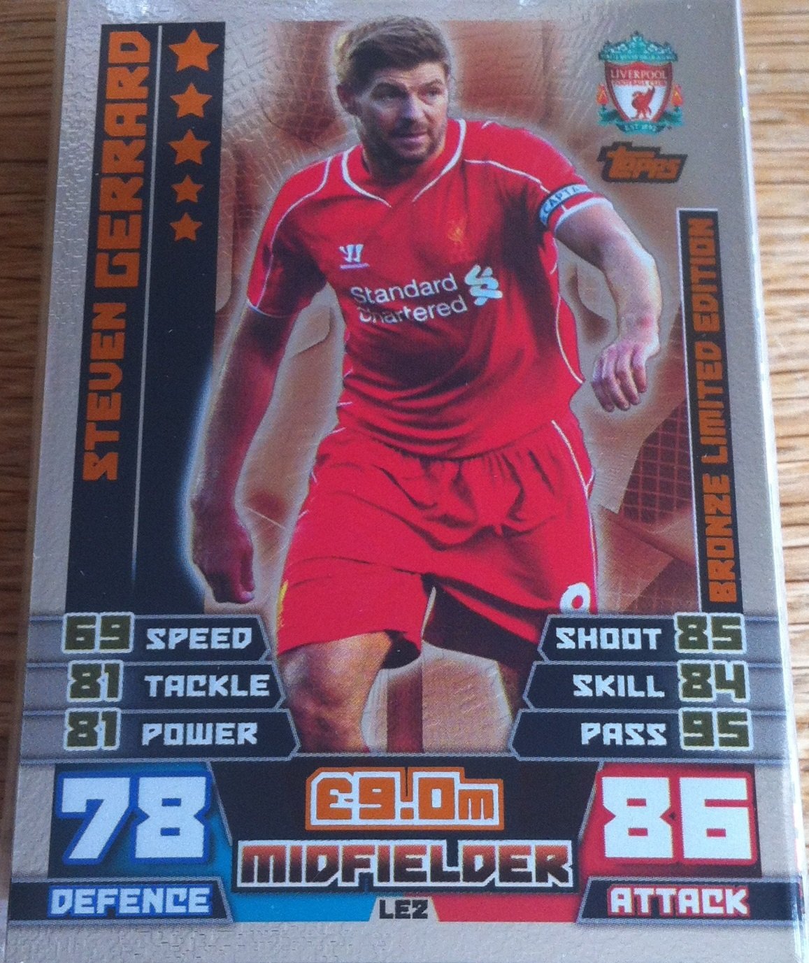 Match Attax Extra 2014/2015 Steven Gerrard Bronze Limited Edition 14/15