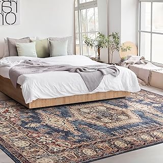 nusoarug 8x10 Boho Thick Pile Area Rug Machine Washable, Soft Non-Slip 8' x 10' Rugs Carpet with Rubber Backing for Bedroo...