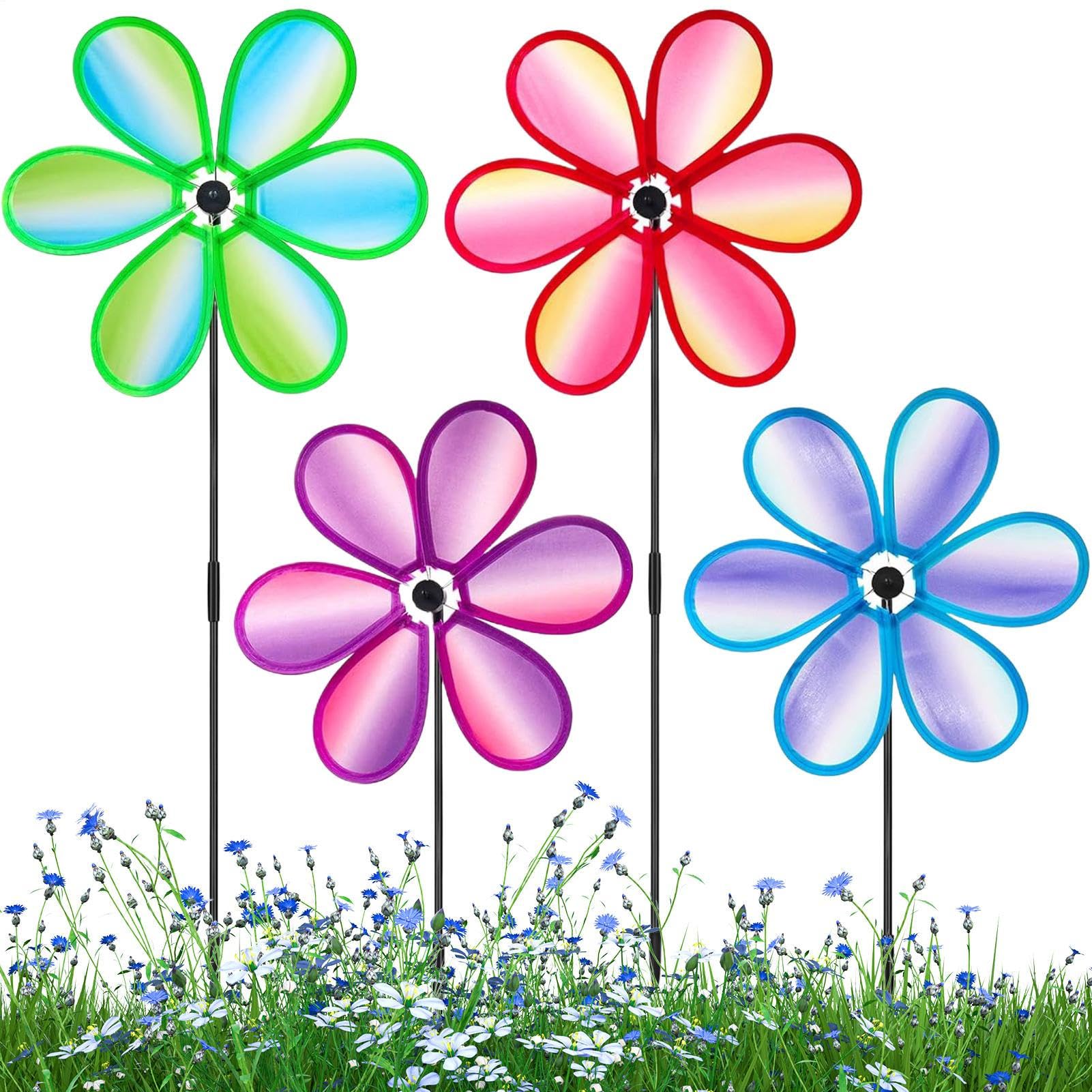 Wind Spinner - Set Of 4 Colorful Yard Wind Spinner | Weather-Resistant, Scare Birds Away, Outdoor Decorations For Patio Lawn Terrace