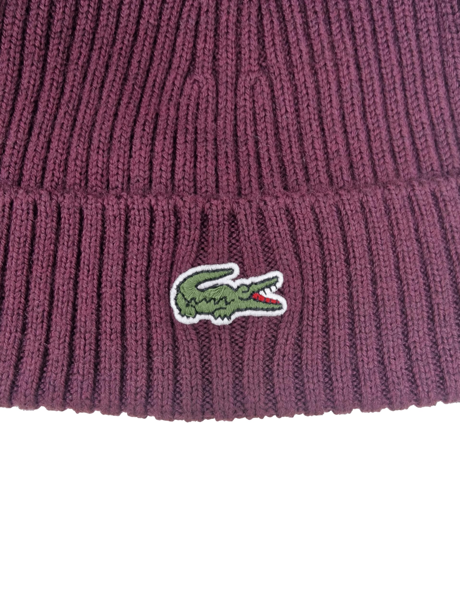 Lacoste RB0001 - Gorro de lana en burdeos, talla única
