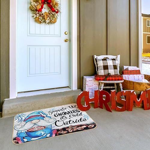 Miniatura 6 de Felpudo de invierno, tapete de Navidad, muñeco de nieve, tapete de entrada para interiores y exteriores, tapete divertido antideslizante de