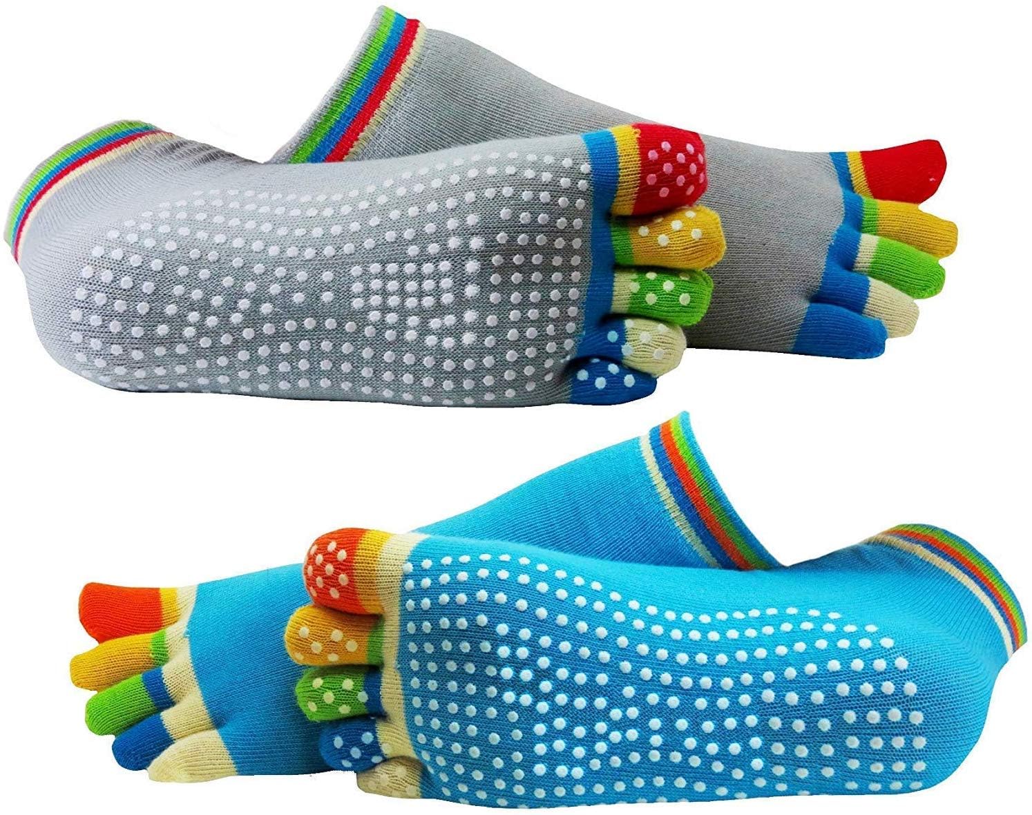 PRISO Colorful Non-Slip Toe, Five Finger Separator Yoga Socks For Women Home Workouts – Comfortable And Stretchable. (1 Pair)-image-43