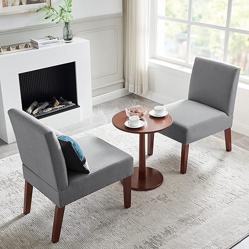 Miniatura 7 de Juego de sillas decorativas tapizadas con mesa a juego, 2 sillas pantuflas, acento decorativo para sala de estar, sala de espera, vestíbulo de