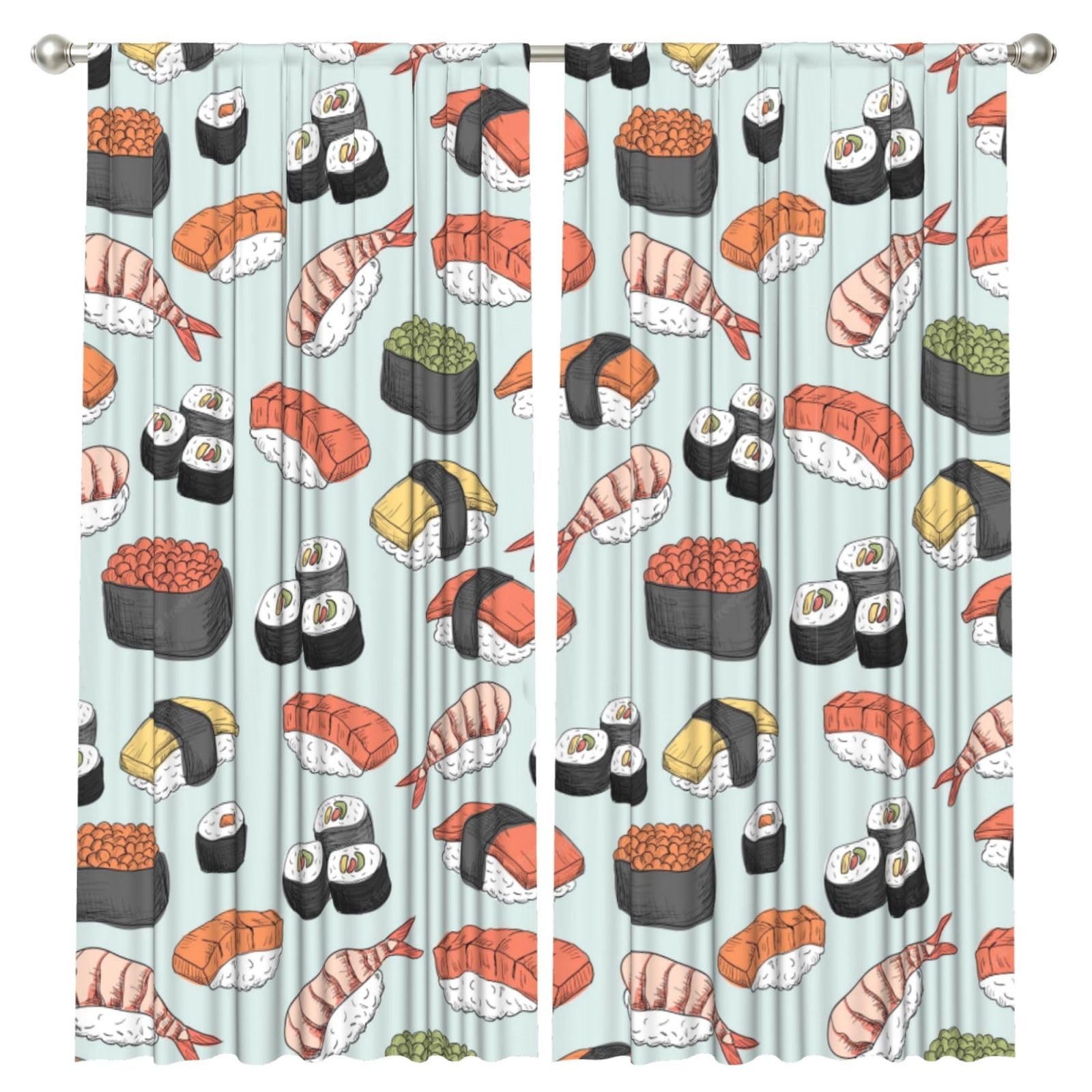 InOmak Sushi, 2 Panels Window Curtains 52 x 84 Inch Blackout Curtains for Living Room Bedroom