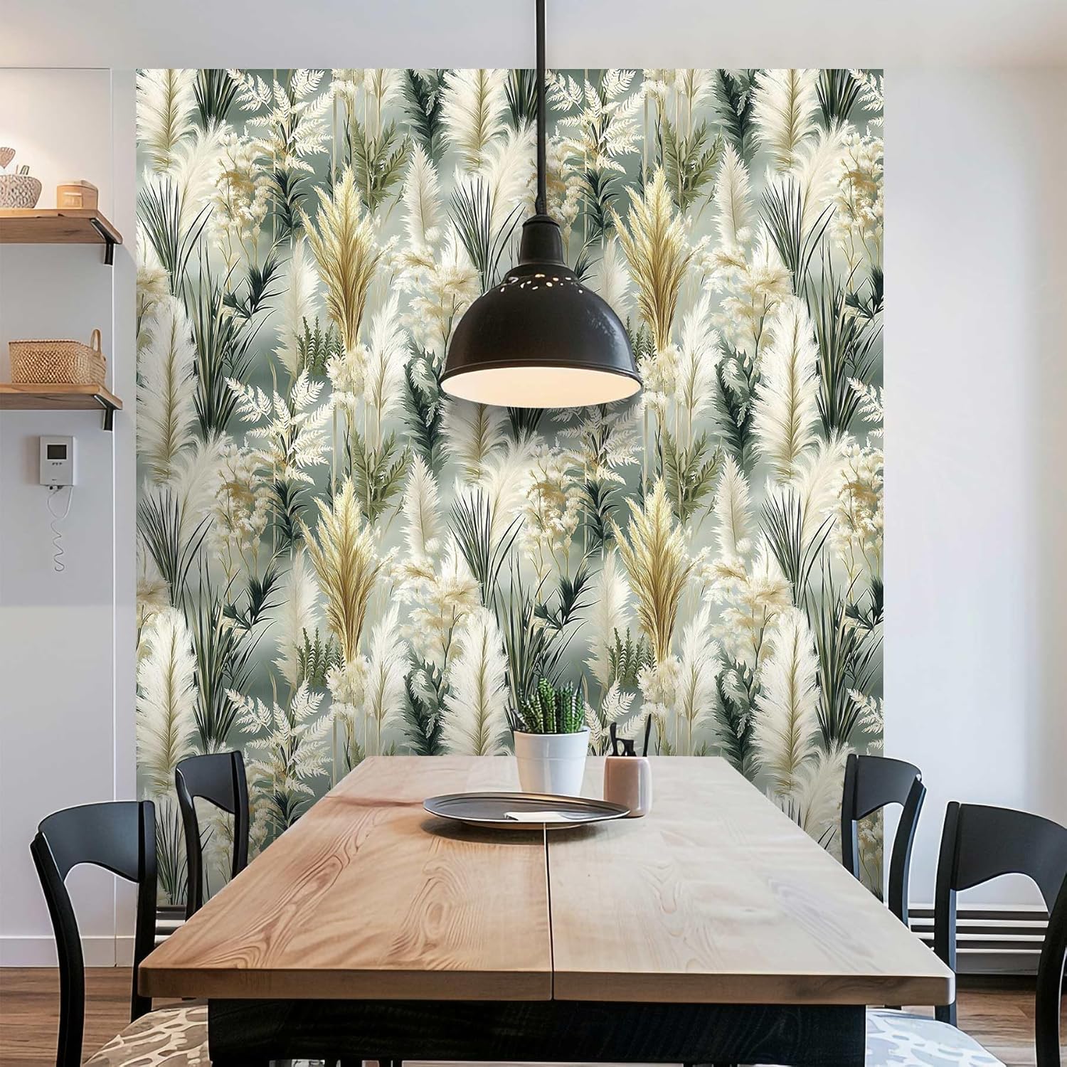 Boho Forest Peel and Stick Wallpaper, Modern Botanical Wallpaper, Self Adhesive Vinyl Wall Paper for DIY Home Decor, 17.7in x 236in