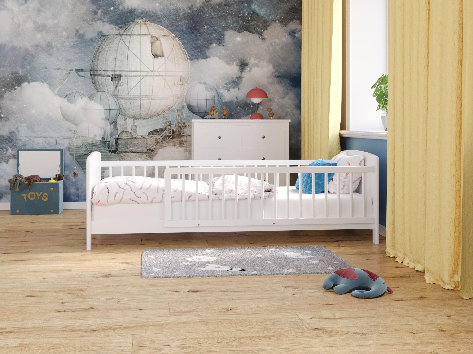 Love For Sleep Cuna Convertible en Cama 160x80cm con Barrera de Seguridad Pino Zane Juego Completo de Cuna Madera