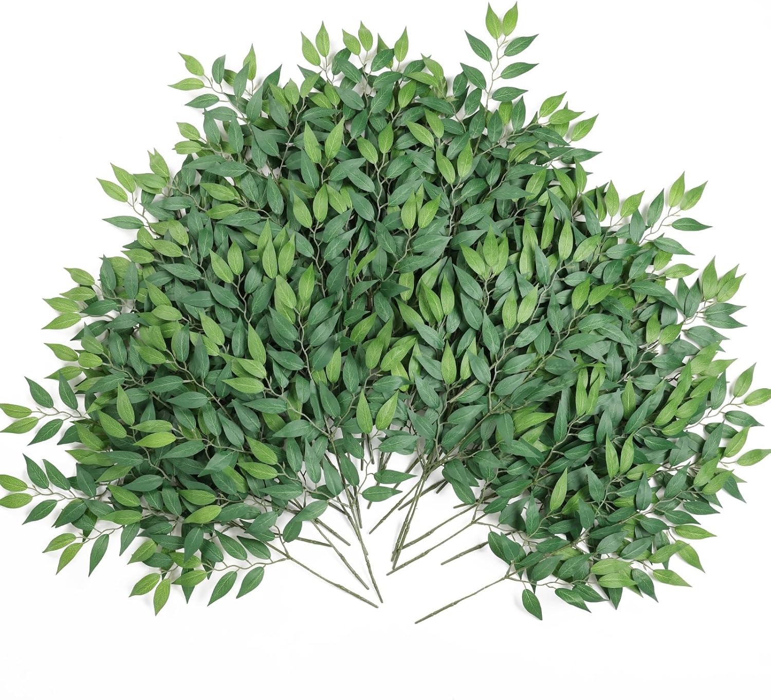 mizii 36pcs Italian Ruscus Artificial Greenery Stems Silk Green Leaves 20in Fake Spray Plants Stem Garland Greenery Decoration for Centerpieces Wedding Arch Flower Bouquet Table Room Wall Decor (36)