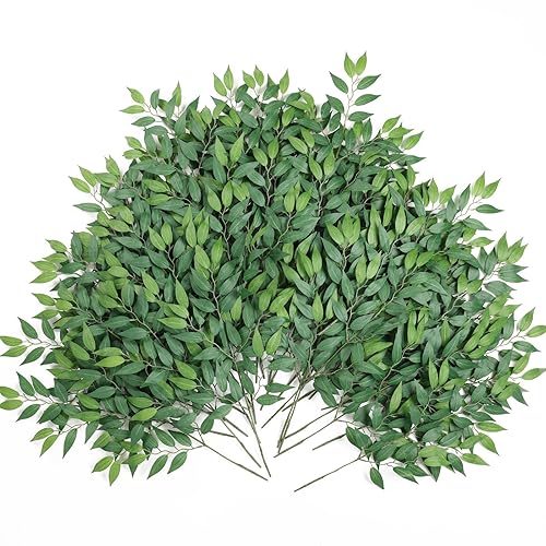 mizii 36pcs Italian Ruscus Artificial Greenery Stems Silk Green Leaves
