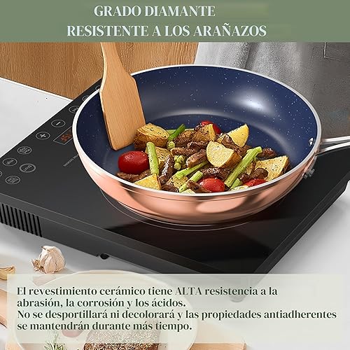 Miniatura 3 de Nuwave Healthy Duralon - Juego de utensilios de cocina antiadherentes de cerámica azul, resistentes a los arañazos, sin PFAS, aptos para Cobre
