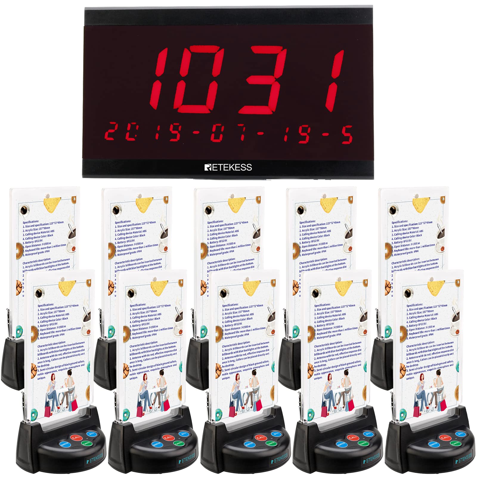 Buy Retekess TD105 Restaurant Pager,Wireless Paging System,Max 999