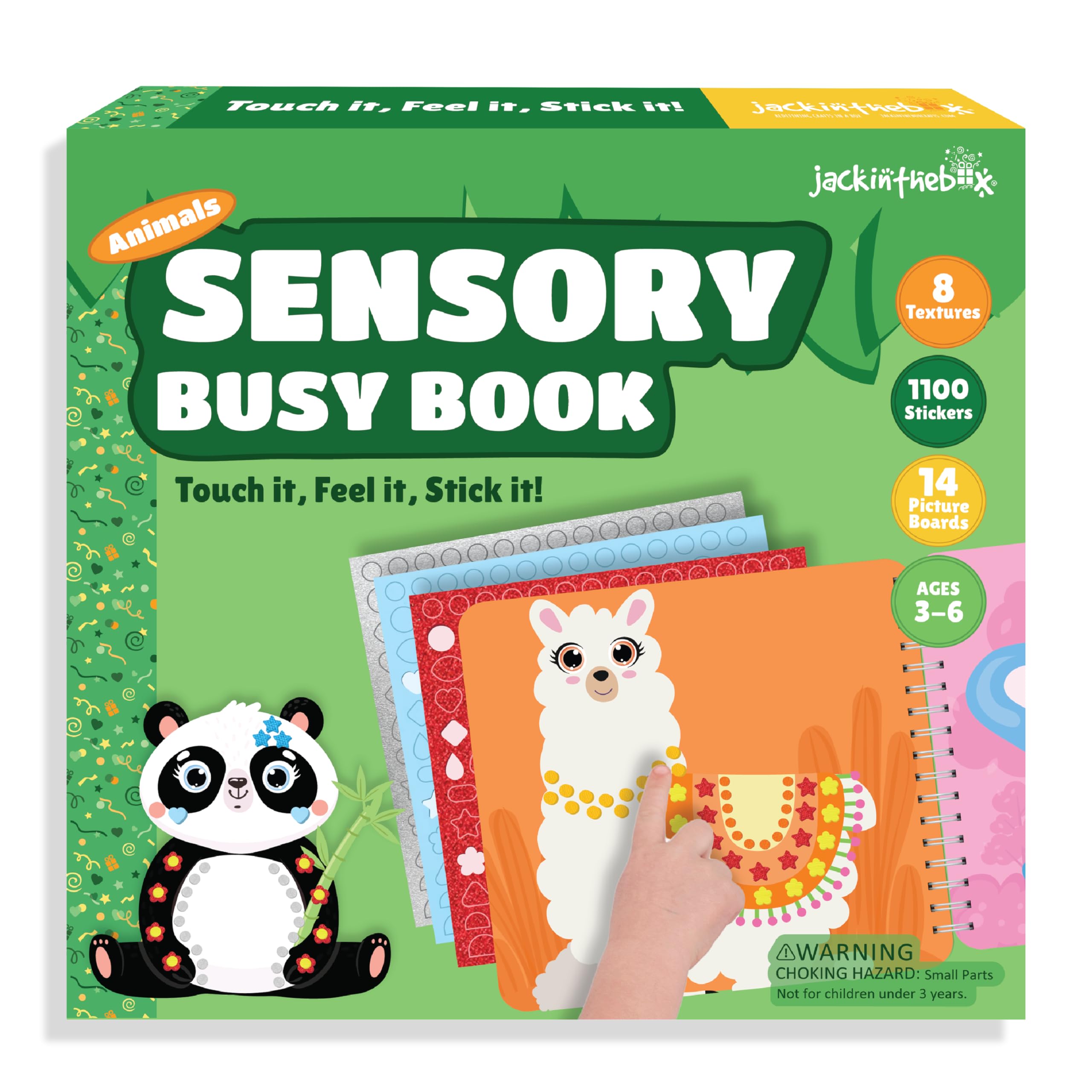 jackinthebox Sensory Busy Book Craft Activity with Textured Stickers - Animals, No Mess Sticker Craft for Kids, Craft Kits, Sensory DIY Activity, Gifts for Boys & Girls Ages 3 4 5 6, Travel Toys