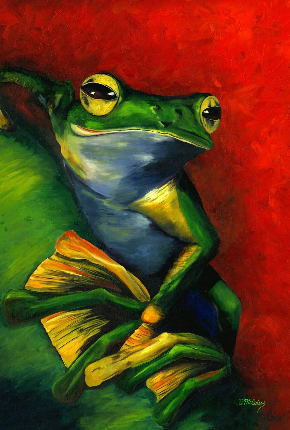 Toland Home Garden 1010210 Tranquil Tree Frog Frog Flag 28x40 Inch Double Sided Frog Garden Flag for Outdoor House Flag Yard Decoration
