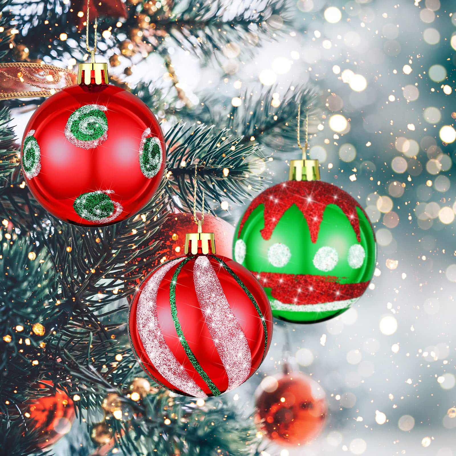 Lot De 6 Boules De Noël (D80 Mm) En Verre Sucre D'orge Rouge - Boule Et