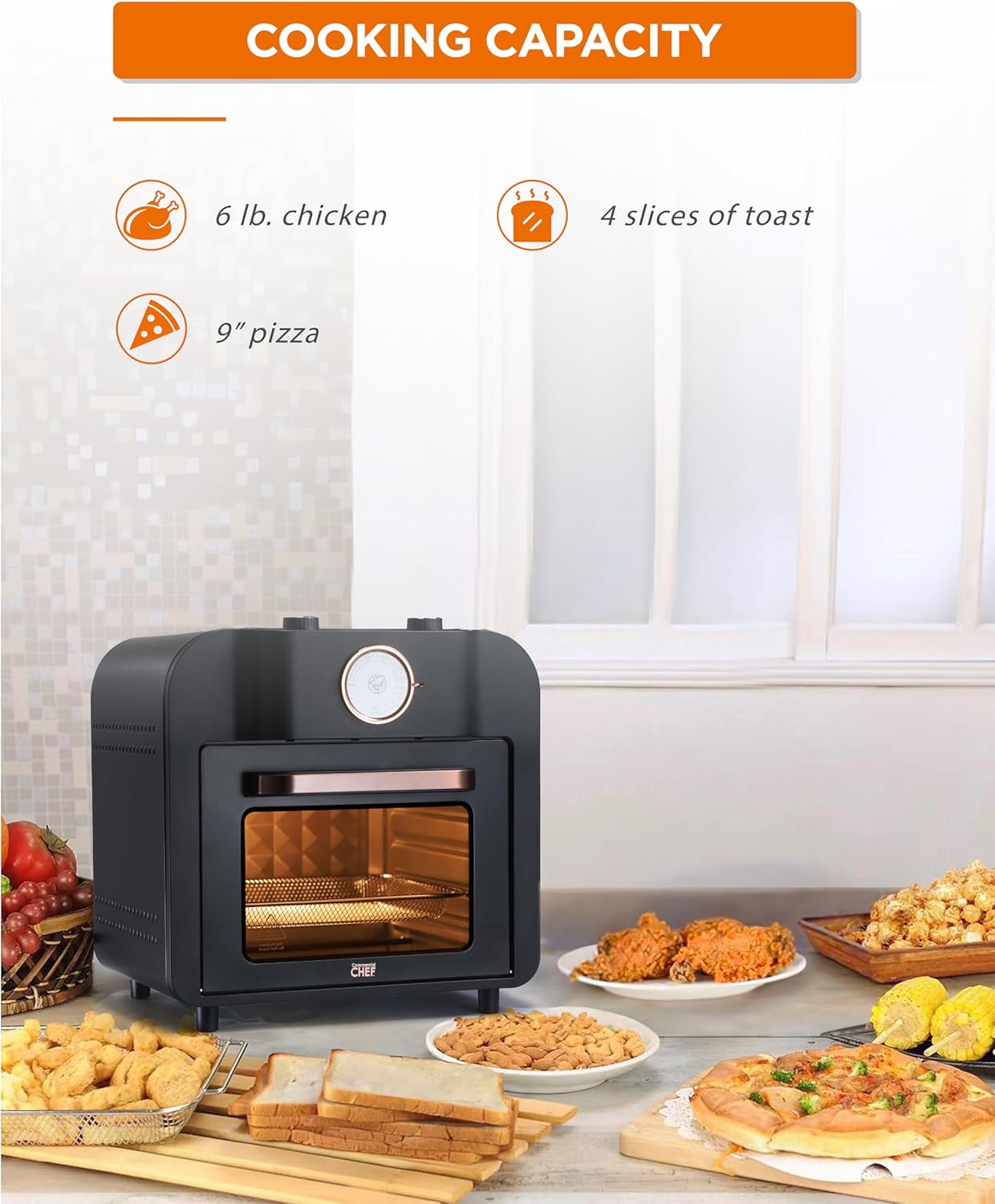Infographic showing cooking capacity of the Air Fryer Multi-Oven