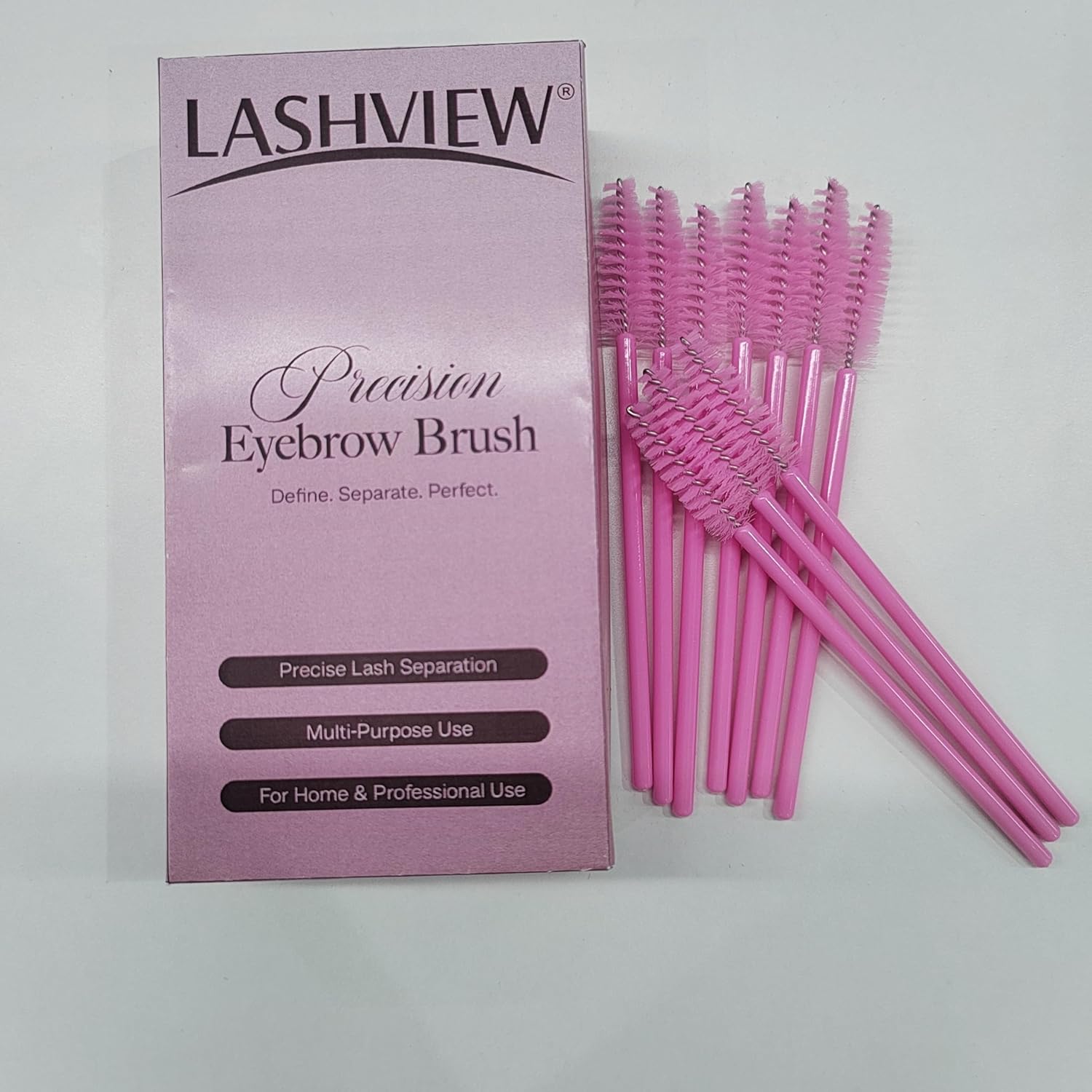 LASHVIEW Eyebrow Brush, Makeup Brushes, Make Up Kit, 10Pcs Eyelash Mascara Brushes for Eye Lashes Extension Eyebrow and Makeup (Pink)