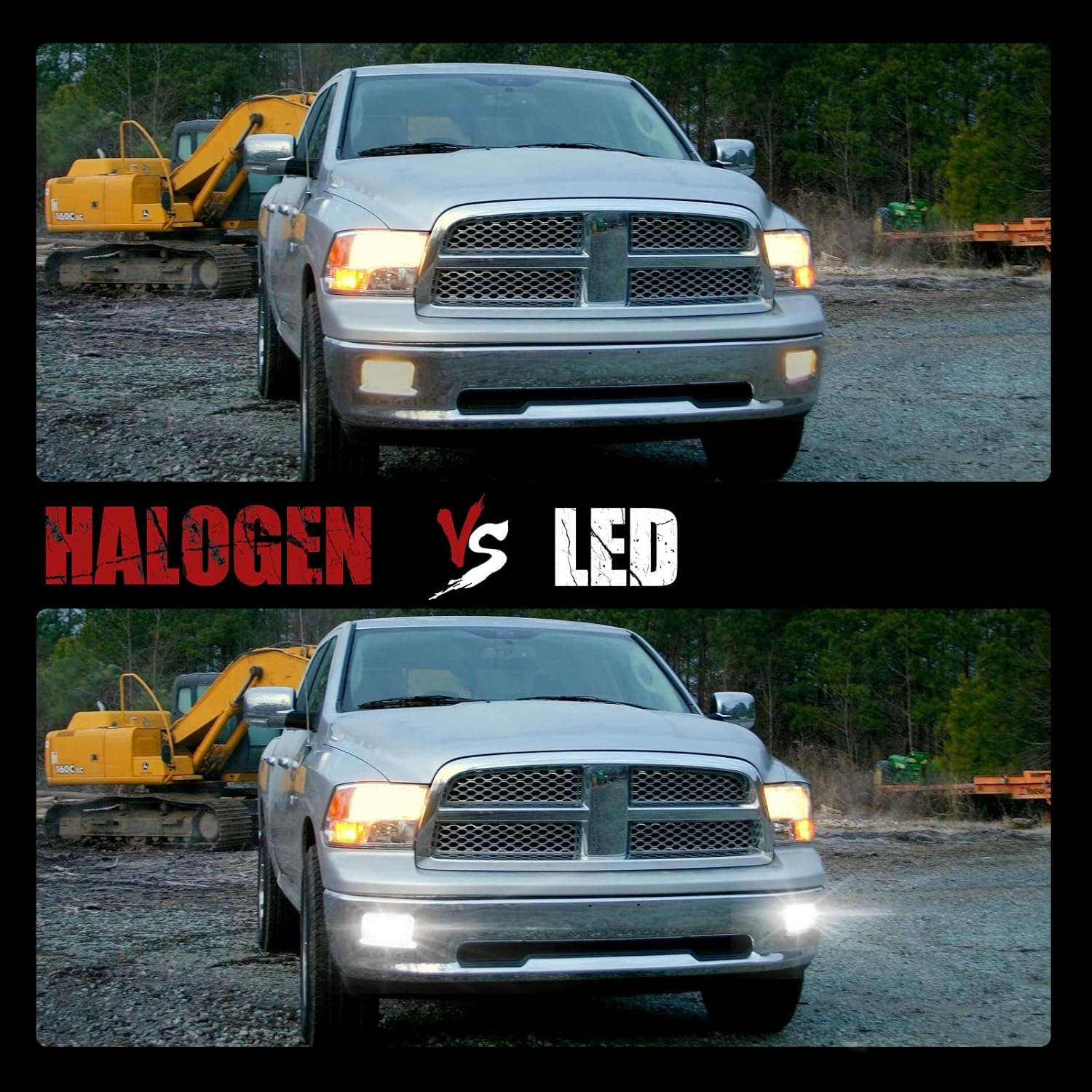 BUNKER INDUST Dodge Ram LED Fog Light with Daytime Running Light Set,Pair Spot Flood Driving Fog Lamps L-type DRL Replacement for Ram 2009-2012 1500,2010-2014 2500, 2010-2012 3500