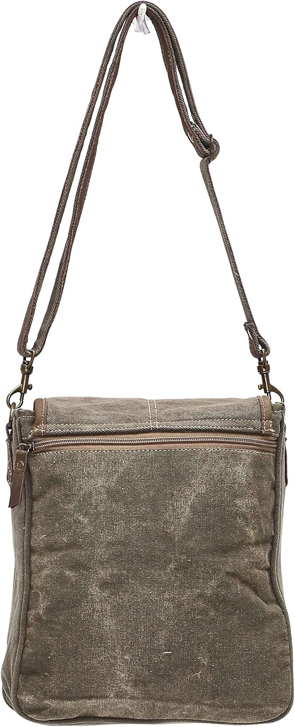 Myra Bags 1897 Upcycled Canvas Crossbody Bag S-1050, Tan, Khaki, Brown, One_Size - Image 3