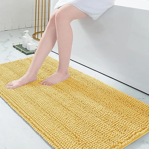 Miniatura 84 de Grandaily - Alfombras de baño de felpilla a rayas, extragruesas y absorbentes, antideslizantes, con fibras largas y suaves, lavables a máquina, para